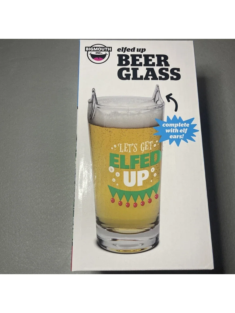 BigMouth Inc - Let’s Get Elfed-Up -16 Oz Beer Glass - Christmas Holiday Gift